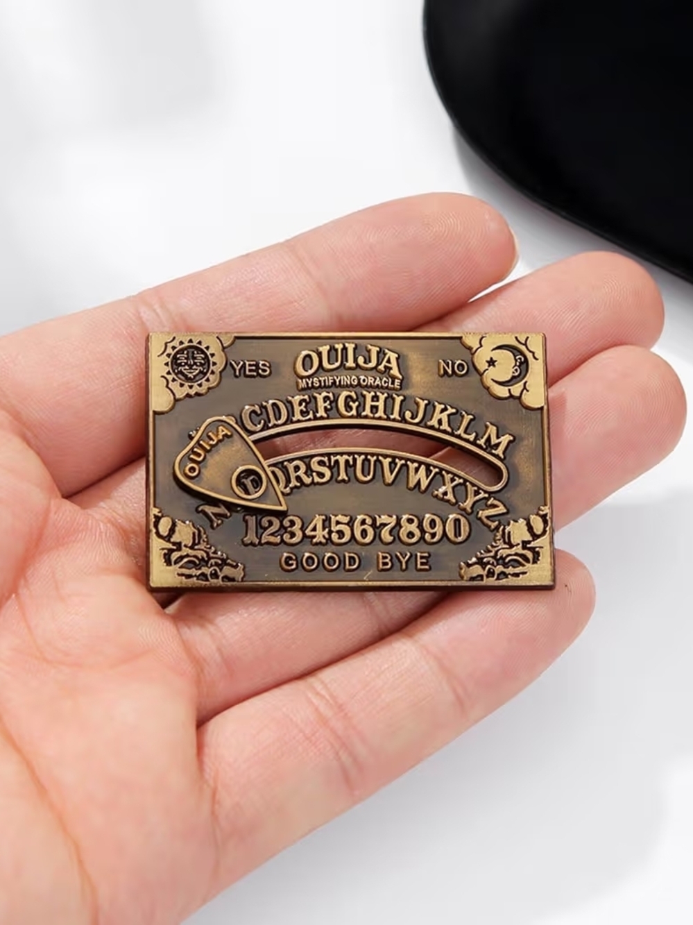 Unique Bronze Metal Badge Ouijas Board Witchy Goth Brooch Lapel Pin
